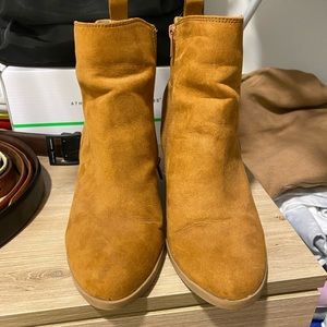 Brown suede booties